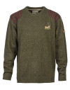 Pull chasse brode col rond