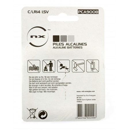 Piles alcalines C/LR14 1,5 volt - NX-Ready 