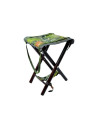 Siège beauvoir 55 cm, pieds bois, assise tissu camo sous-bois, avec bretelle 