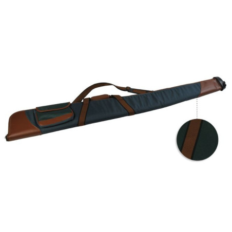 Etui fusil couzan 135 cm vert et marron avec poche bout renforce 