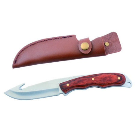 Couteau à depecer manche bois rouge lame de 10 cm sous blister 