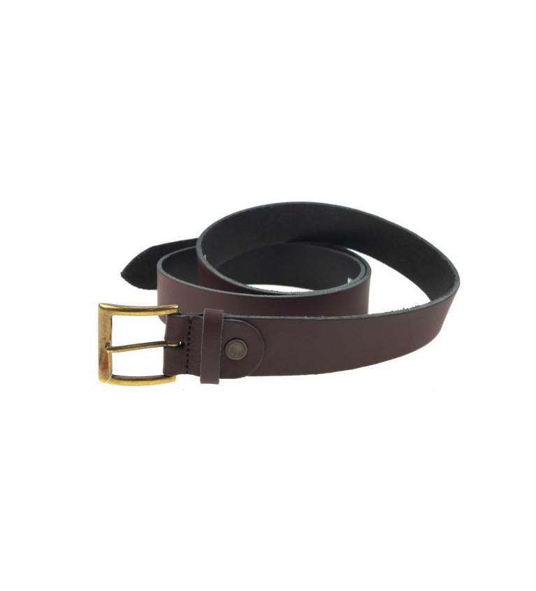 Ceinture cuir marron januel, boucle bronze, 120x3,5cm, 7 trous, réglable en long 