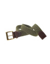 Ceinture tresse élastique verte januel, boucle bronze, 90x3,5cm 