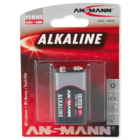 Pile alcaline 6LR61 9 volts - Ansmann 