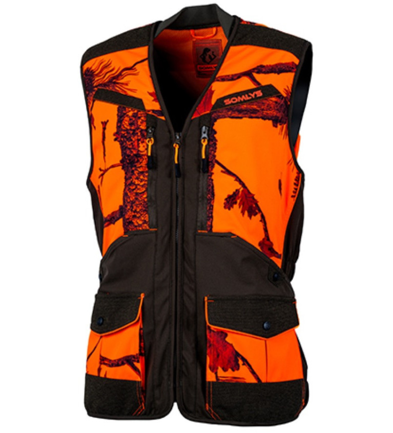 Gilet softshell camo orange/vert 