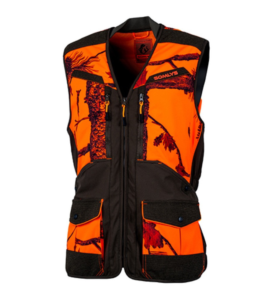 Gilet softshell camo orange/vert 