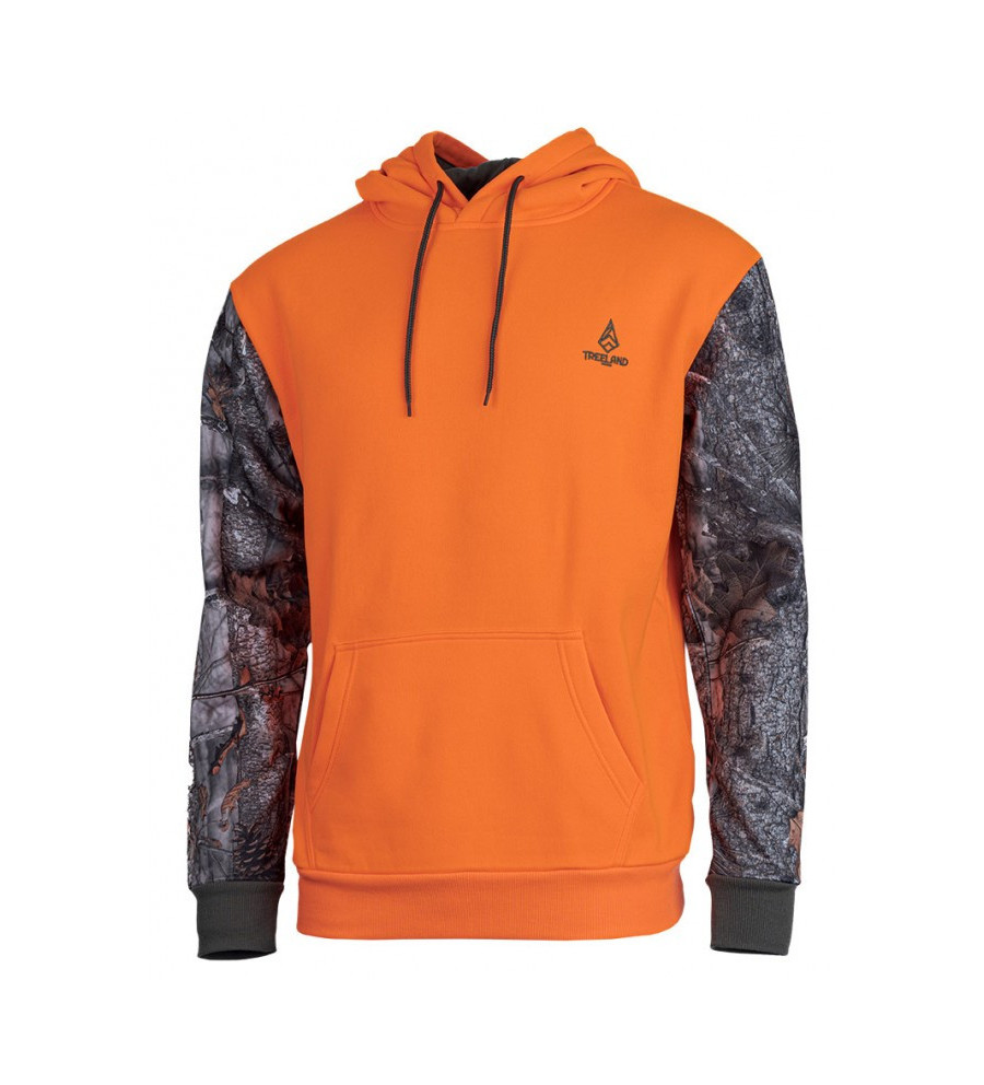 Sweat orange capuche 