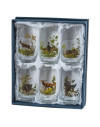 Coffret 6 verres aux motifs de gibiers