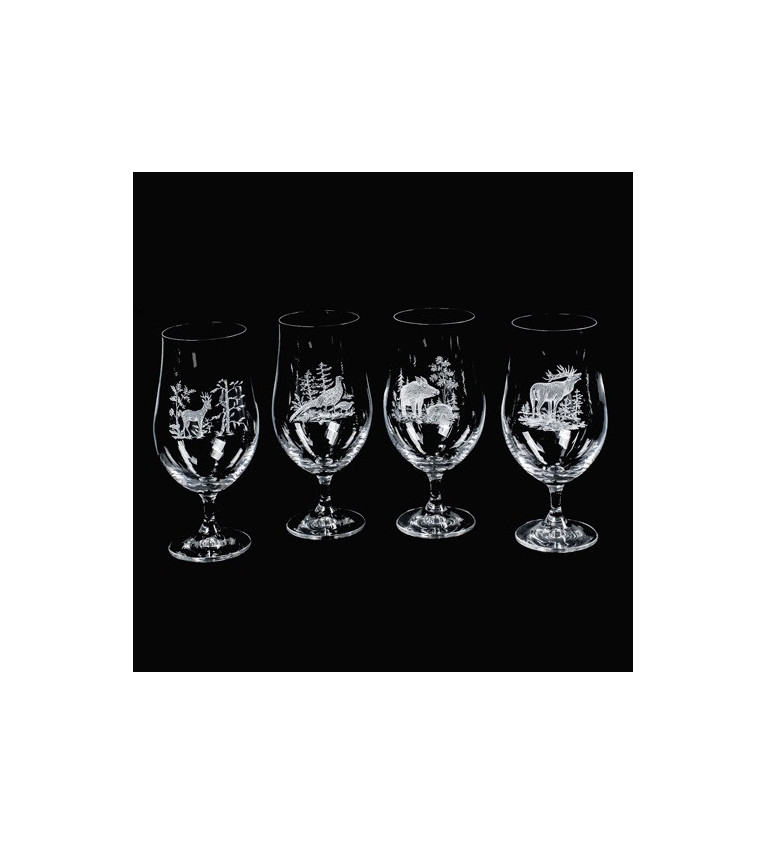 Coffret 4 verres à bière motif gibier