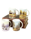 Set 4 mugs à café décor scènes de chasse