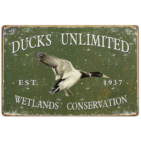 Plaque décorative métal Ducks Unlimited vintage