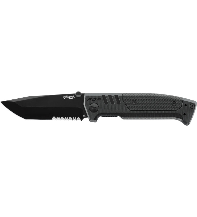 Couteau pliant walther pdp tanto folder black - partiellement crantee 