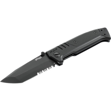 Couteau pliant walther pdp tanto folder black - partiellement crantee 