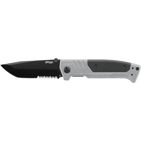 Couteau pliant walther pdp tanto folder tungsten grey - partiellement crantee 