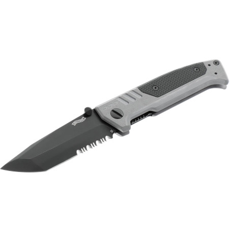 Couteau pliant walther pdp tanto folder tungsten grey - partiellement crantee 