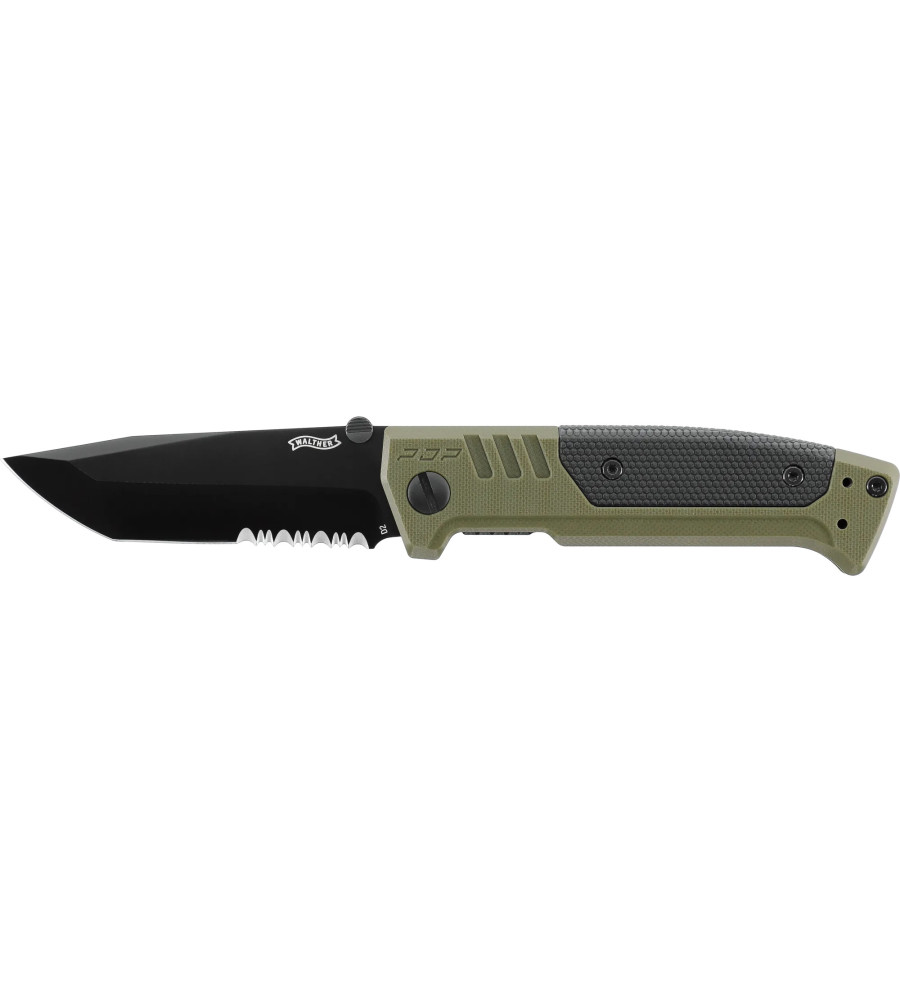 Couteau pliant walther pdp tanto folder od green - partiellement crantee 