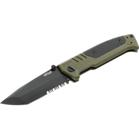 Couteau pliant walther pdp tanto folder od green - partiellement crantee 