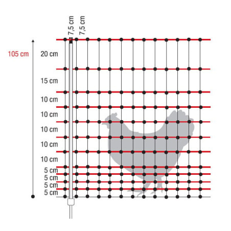 Filet volaille électrifiable 50 m, h 105 cm 