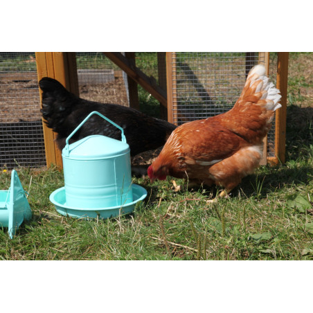 Abreuvoir métal en tôle émaillé vert d'eau 3L - 4 poules 