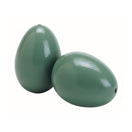 Oeufs factices de faisan, en bois peint vert, lot de 2 