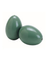 Oeufs factices de faisan, en bois peint vert, lot de 2 