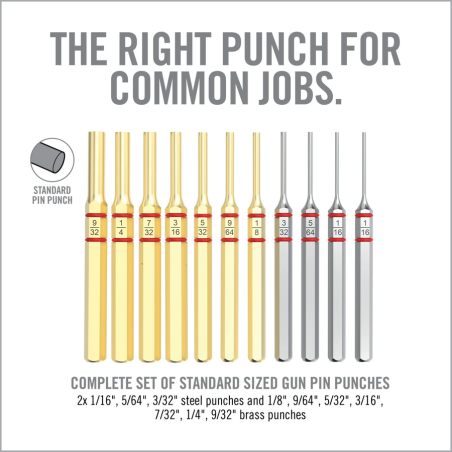 Set Standard Chasse-Goupille 11 Pieces Laiton & Acier 