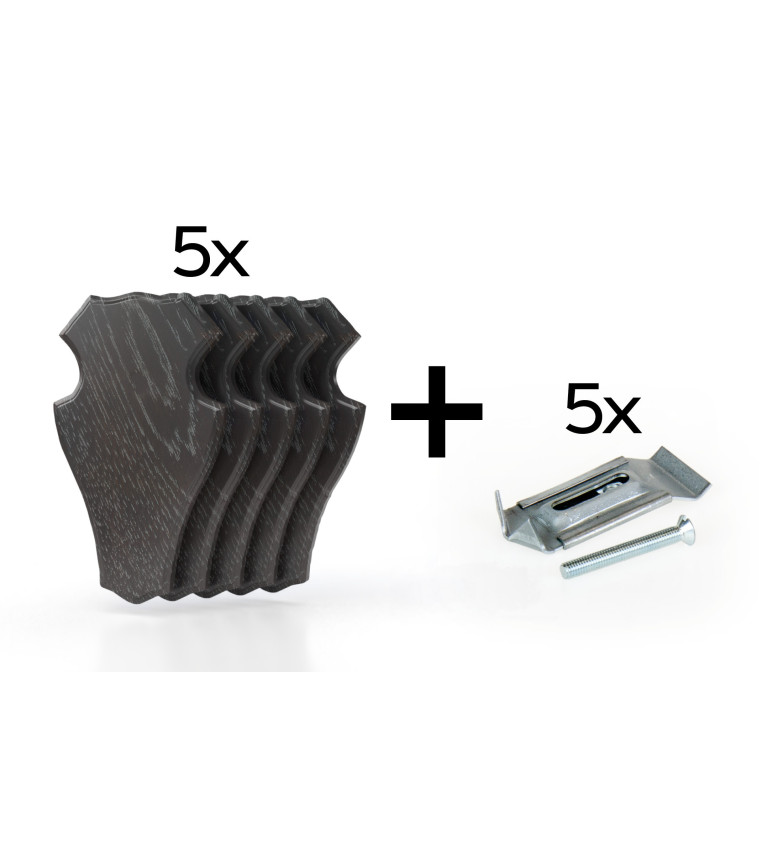 Pack de 5 plaques à trophée 19x12 cm + 5 supports métal - Foncées 
