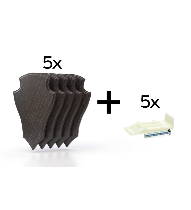 Pack de 5 plaques à trophée 22x13 cm + 5 supports plastiques - Foncées 