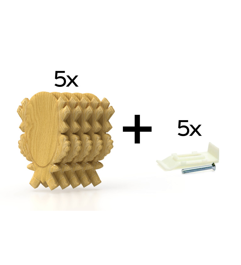 Pack de 5 plaques à trophée scultées 23x15 cm + 5 supports plastiques - Claires 