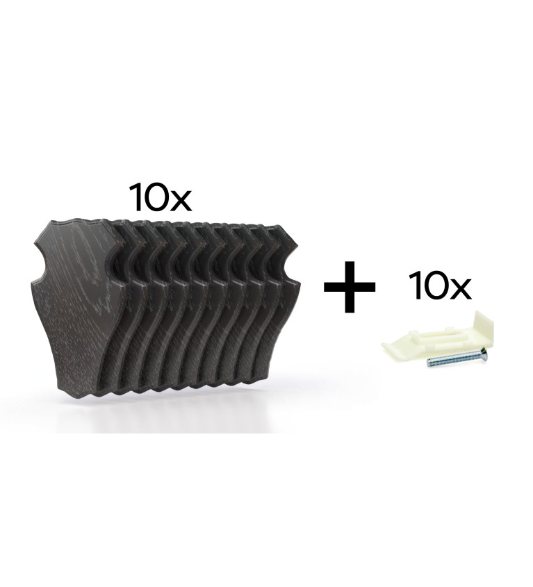 Pack de 10 plaques à trophées 19x12 cm + 10 supports plastiques - Foncées 