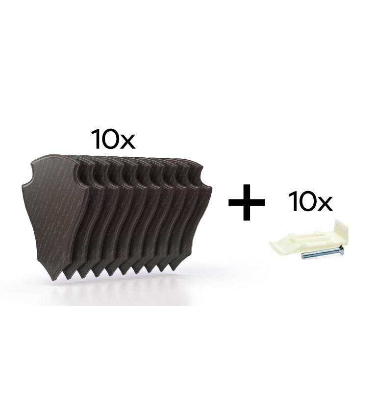 Pack de 10 plaques à trophées 19x12 cm  + 10 supports plastiques - Foncées 