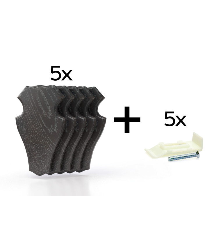 Pack de 5 plaques à trophée 19x12 cm + 5 supports plastique - Foncées