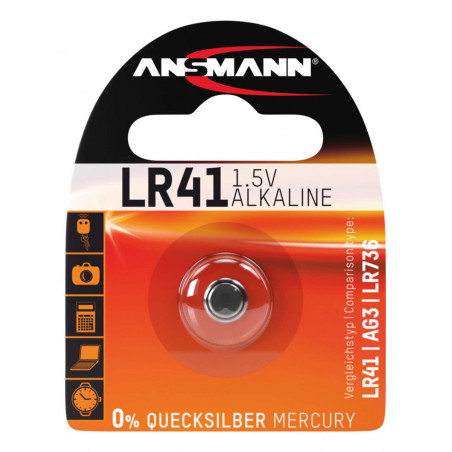 Pile Alcaline LR41 - 1.5 volts - Ansmann 