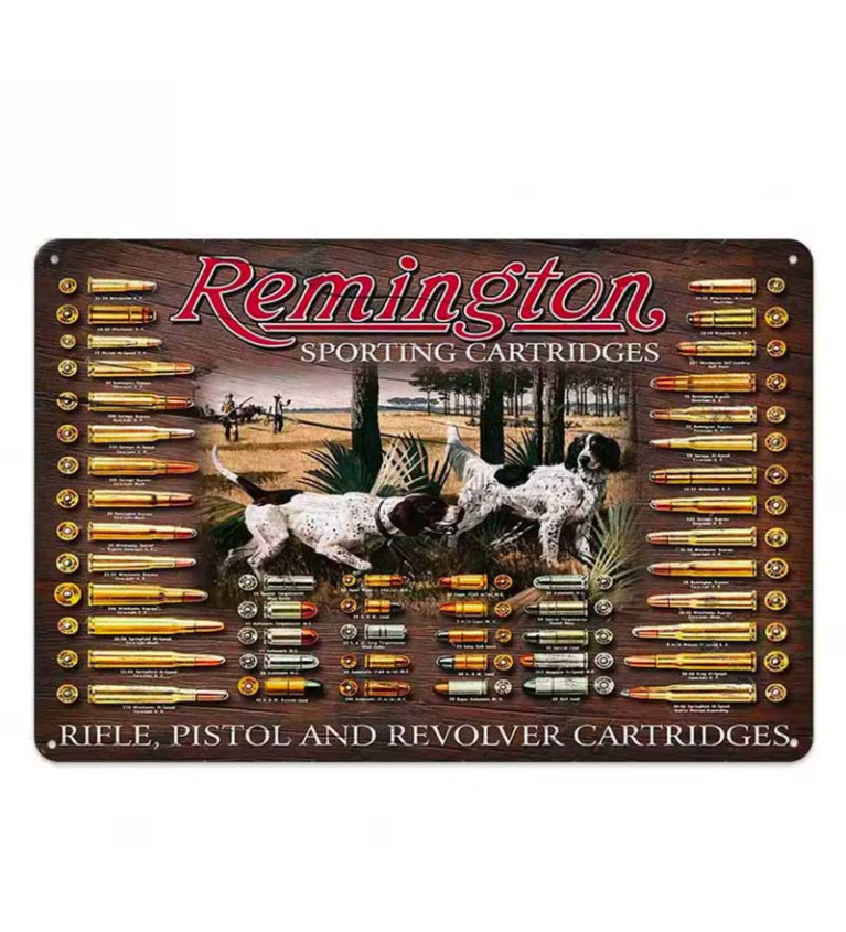 Plaque décorative métal Remington Calibres