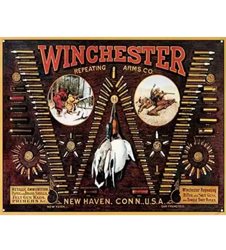 Plaque décorative métal Winchester Calibres