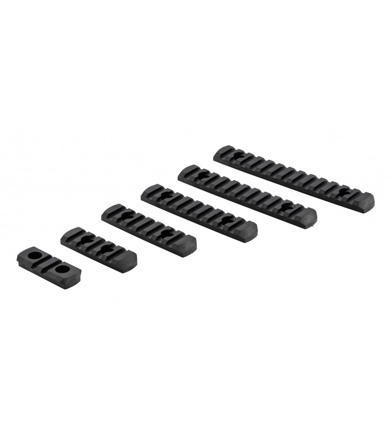 Set de 6 rails picatinny en polymère compatible M-LOK - NOIR 