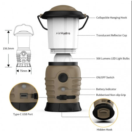 Lanterne camping SKYWOODS  500 Lumens 