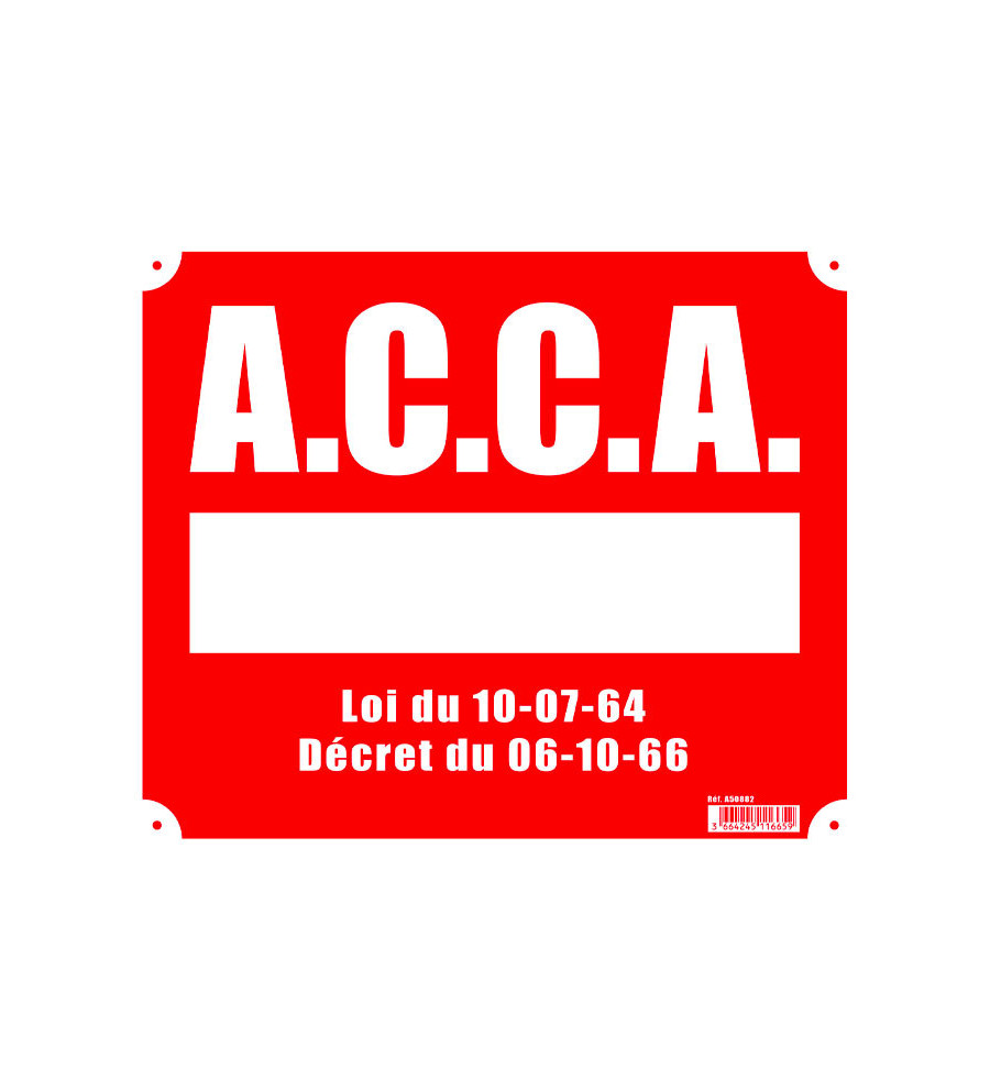 Panneau ''A.C.C.A.'' 30 x 25 cm akylux